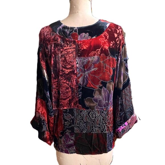 Vintage 90s Chicos burnt velvet kimono cover-up cardigan duster - Picture 2 of 14